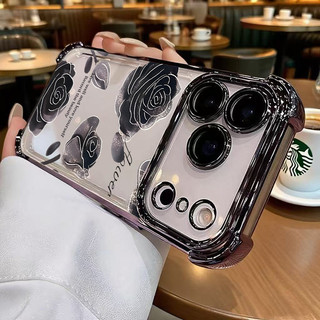 Ốp Điện Thoại Hoa Đen Cho Xiaomi 17 Pro Max 15 14 13 11 Lite 15T 14T 13T 12T Pro Mềm Chống Rơi Trong Suốt