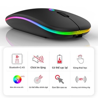 Chuột Không Dây 2 Chế Độ Bluetooth/USB – Silent, Pin Sạc, Dùng Cho Macbook, Laptop, iPad