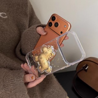 3D Ngựa Vàng Nhận Tiền Ngay Bây Giờ Lấp Lánh Sequin Trong Suốt Ốp Lưng Điện Thoại iPhone 17Promax 17Pro 17Air 12 13 14 15 16 Pro Max 11 15Plus Chống Sốc Nam Nữ Vỏ Di Động