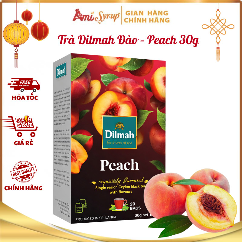 Trà Dilmah Đào – Peach 30g (1.5g x 20 túi) Hương Đào Ngọt Dịu, Vị Trà Đậm Đà Cho Ly Trà Thơm Ngát