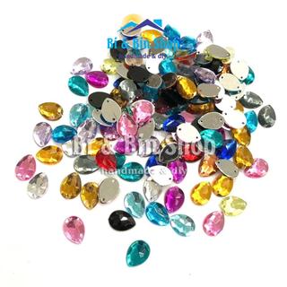 72 Viên Đá Kết Nhựa Giọt Nước 10x14mm Đính Kết Trang Phục Thời Trang, Làm Phụ Kiện Handmade