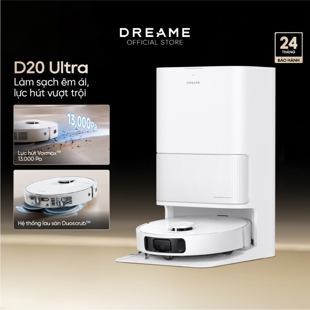 Robot hút bụi lau sàn Dreame D20 Ultra - Bản Quốc Tế - Bảo Hành 24 Tháng - SIDEAL SIA