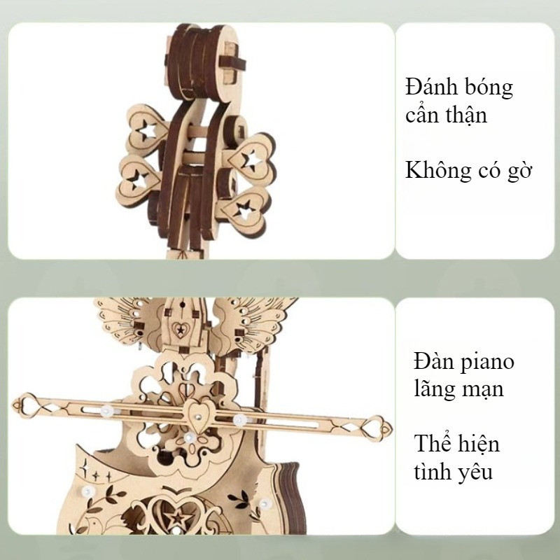 Hộp Nhạc Cello Gỗ Lắp Ráp 3D - Mô Hình Trang Trí Nhà Đẹp, Quà Tặng Sang Trọng & Độc Đáo