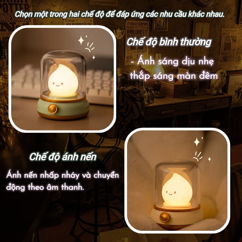 Đèn LED Cảm Xúc Hình Ngọn Lửa Calcifer - Đèn Ngủ LED Tạo Không Gian Ấm Cúng, Có Chế Độ Nến