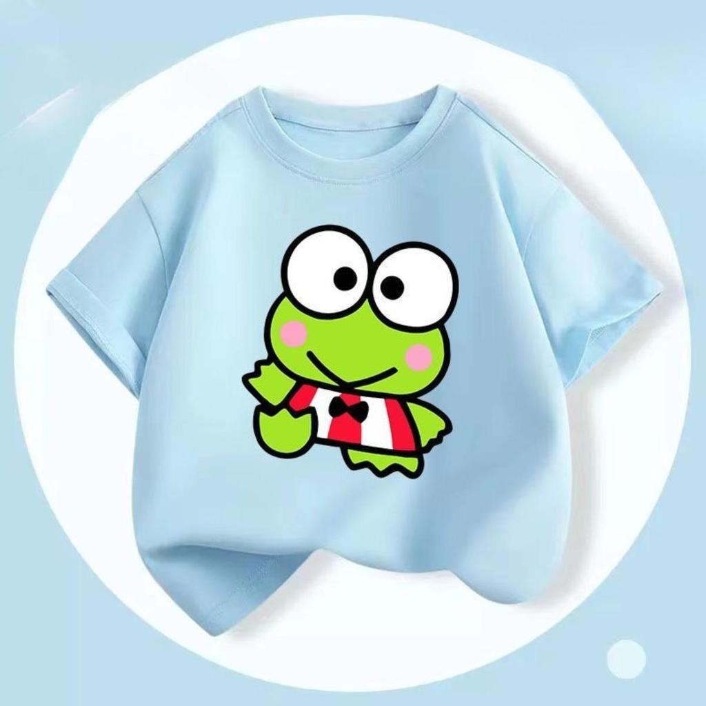 Hình ếch Keroppi dễ thương, Wzxinsheng2025 Áo thun, size trẻ em, ngắn tay, cổ tròn, mùa hè