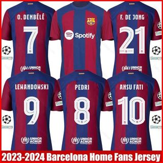 Áo thun bóng đá sân nhà Barcelona 2023-2024, Phiên bản Plus Size với hình in Lewandowski