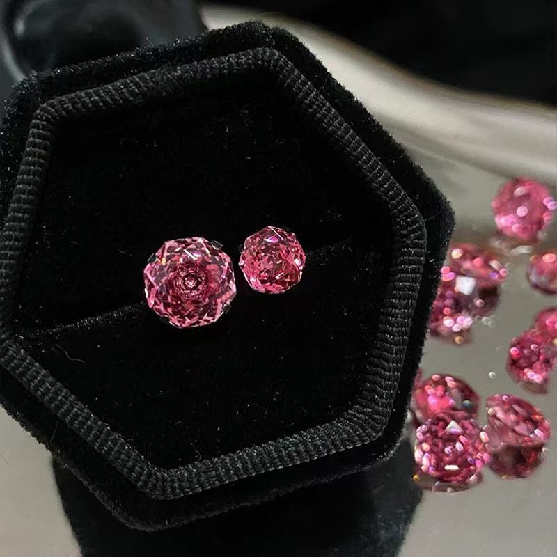 Bông tai móng ngựa hồng zircon nhấp nhánh phong cách mới nhất ZW5B