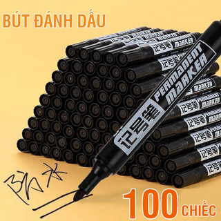 Bút lông dầu đen dạng dầu mực đậm không phai - Combo 50 chiếc bút đánh dấu chuyên dụng, dùng ổn định