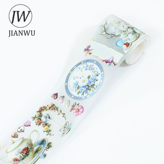 JIANWU 60mm * 200cm Vintage Hoa Sứ Trà Ấm Siêu Tốc Vật Liệu Phong Cảnh Cắt Kéo Sổ Lưu Niệm PET Băng Tạp Chí Sáng Tạo Văn Phòng Phẩm