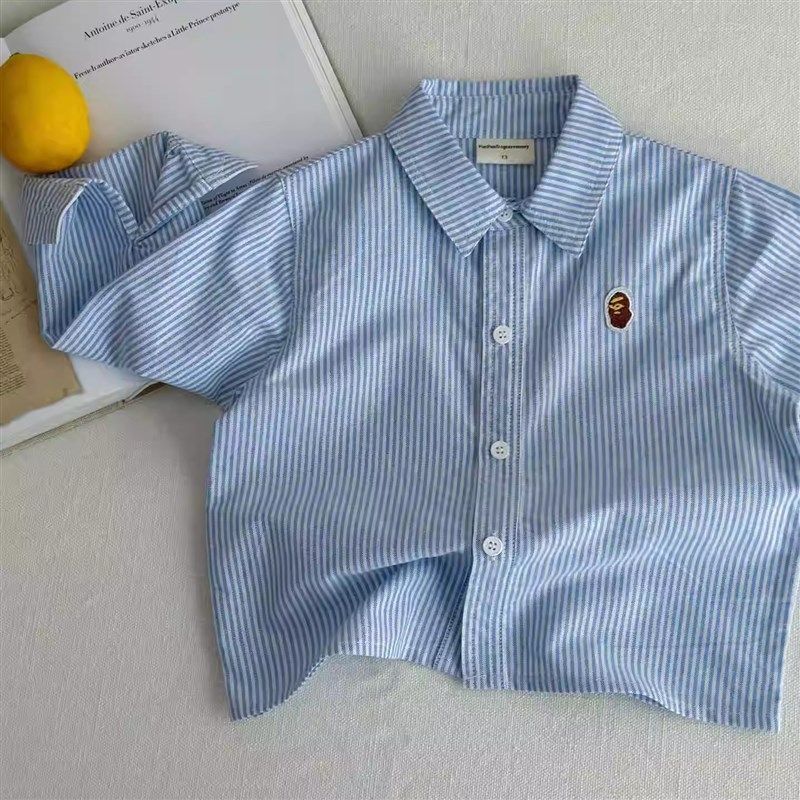 Áo sơ mi sọc bé trai mùa xuân thu dài tay 90-160 Size CWVC