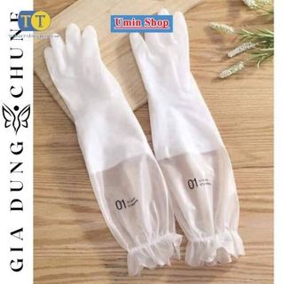 Găng Tay Cao Su Dài Tay Cổ Chun - Găng Tay Rửa Bát Cao Cổ