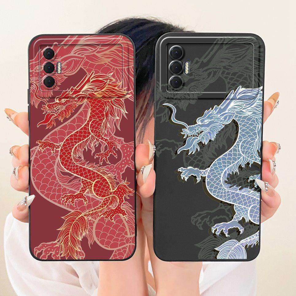 Mèo Trung Quốc Loogn Rồng Hoạt Hình Tranh Vỏ Cho Tecno Spark 8p 8c Mềm Mờ Silicon Ốp Lưng Điện Thoại Trên Spark 8 Pro Spark8