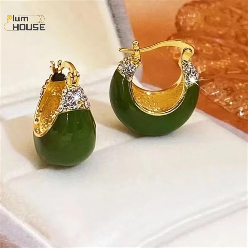 Bông tai PlumHouse cặp nhỏ, màu xanh hợp thời trang, chất liệu zircon phong cách Hàn Quốc, phù hợp dự tiệc
