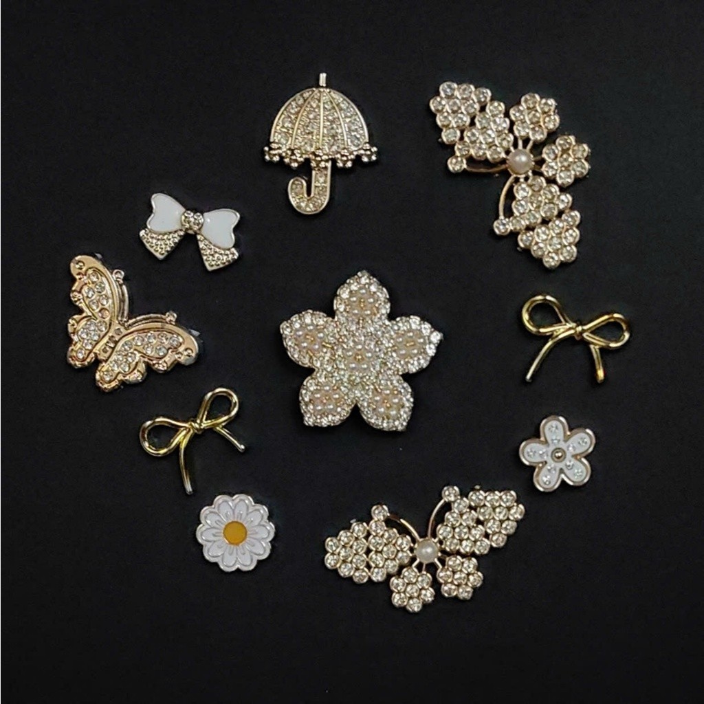 CHARM/STICKER  ĐÍNH ĐÁ: SET CHARM CAO CẤP GẮN DÉP 10 CHI TIẾT LUXURY