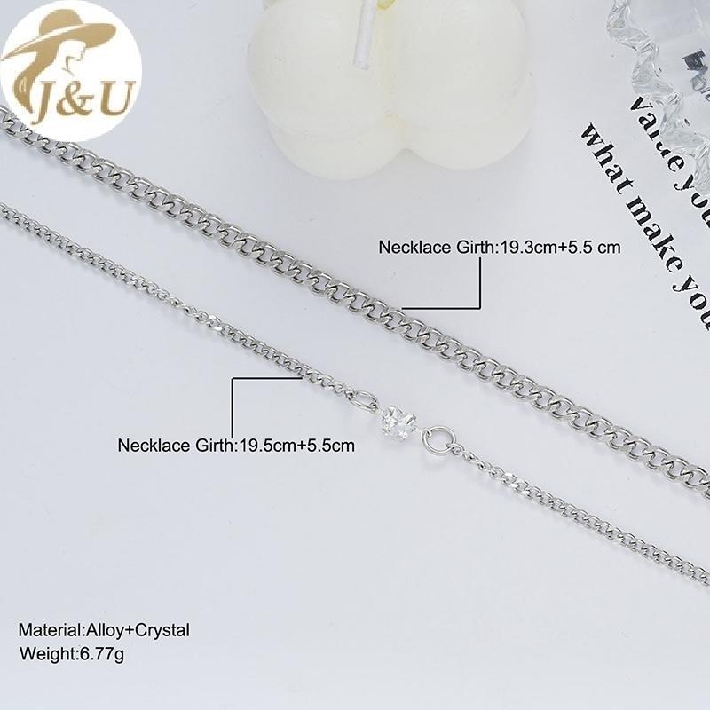 Bộ vòng tay inox thời trang đơn giản cho cặp đôi, pha lê hình trái tim bạc dây xích - Quà tặng tình yêu