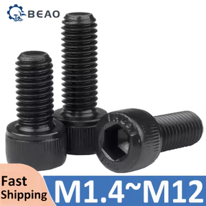 Đen 304 Thép Không Gỉ Allen Ổ Cắm Đầu Vít M1.4 M1.6 M2 M2.5 M3 M4 M5 M6 M8 M10 M12 Lục Giác Ổ Cắm Đầu Nắp Vít Lục Giác Vít Ổ Cắm Lục Giác Vít