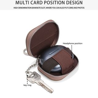 Ví chìa khóa NECKLACEMASK, Hộp đựng tai nghe bằng da PU di động, Eo treo thắt lưng nam treo bảo vệ phổ thông