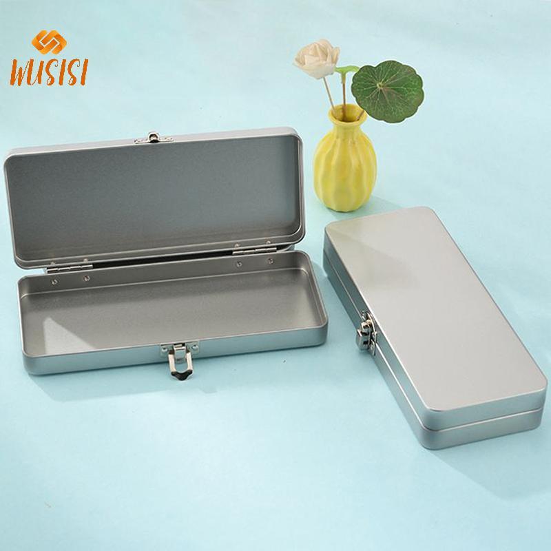 [WUSISI] Hộp hình chữ nhật bằng kim loại màu xám bạc bền bỉ có nắp đậy cho hóa đơn, mỹ phẩm, đồ dùng văn phòng Bảo quản hoàn hảo cho gia đình, văn phòng MỚI