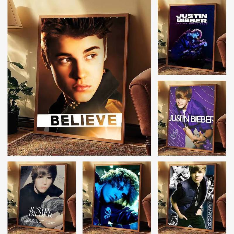 Justin Bieber Ca Sĩ Canvas Poster Nghệ Thuật Treo Tường Cho Phòng Cafe Trang Trí Nhà