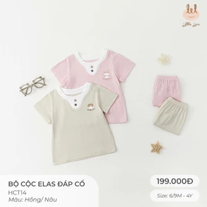 BỘ CỘC TAY VẢI ELAS ĐÁP CỔ [ SIÊU MỀM, MÁT, MỊN CO DÃN VÀ THẤM HÚT TỐT] SZ 6/9M - 4Y (HCT14)