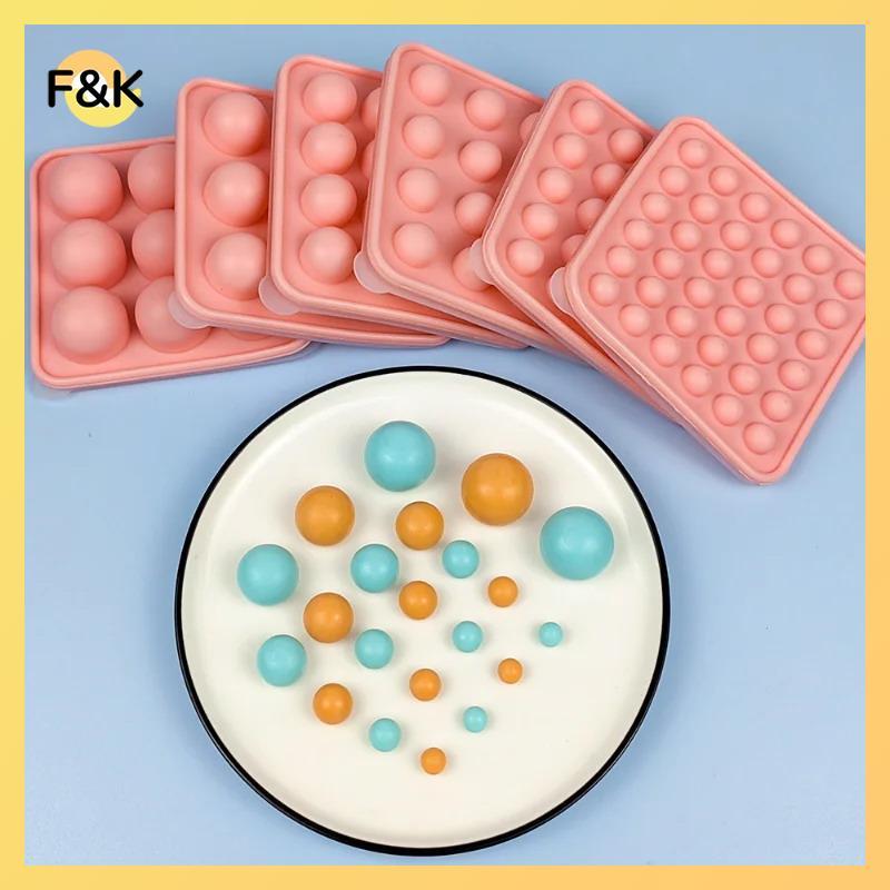 Khuôn silicon sô cô la kẹo tròn xốp F & K có nắp DIY Fondant Pudding Ice Cube Khuôn trang trí bánh cưới ngày lễ tình nhân.
