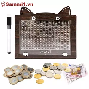 Hộp tiết kiệm tiền bằng gỗ có thể tái sử dụng ZK có trình theo dõi mục tiêu cho người lớn và trẻ em VN
