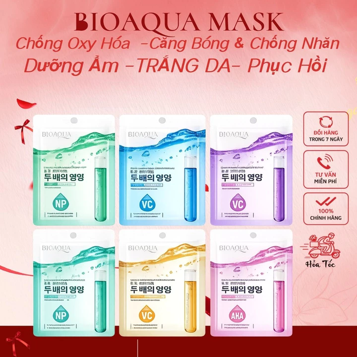 COMBO 30 mặt nạ dưỡng ẩm mặt nạ giấy mặt nạ dưỡng trắng da cấp ẩm da mặt phục hồi trắng da mặt b5 collagen chống oxy hóa
