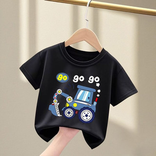 Máy Xúc Bé Trai Hoạt Hình Đồ Họa Áo Trẻ Em Mùa Hè Tay Ngắn Thoáng Khí Mềm Mại Thường Ngày Playwear Top