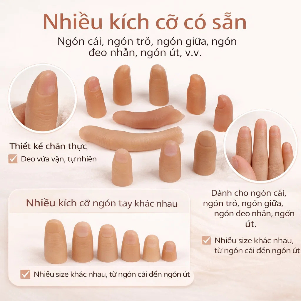 【Tự Nhiên Như Thật】Ngón Tay Giả Silicone Cao Cấp / Ngón tay và ngón chân giả / Ống bọc ngón tay bằng silicon y tế để cải thiện vẻ ngoài của bàn tay / Ống bọc ngón cái giả