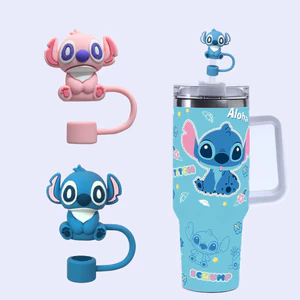 Hoạt Hình Stitch 10 Mm Mũ Rơm Có Thể Tái Sử Dụng 40oz Stanley Cốc Nước Trang Trí Phụ Kiện Hàng Có Sẵn NWUX