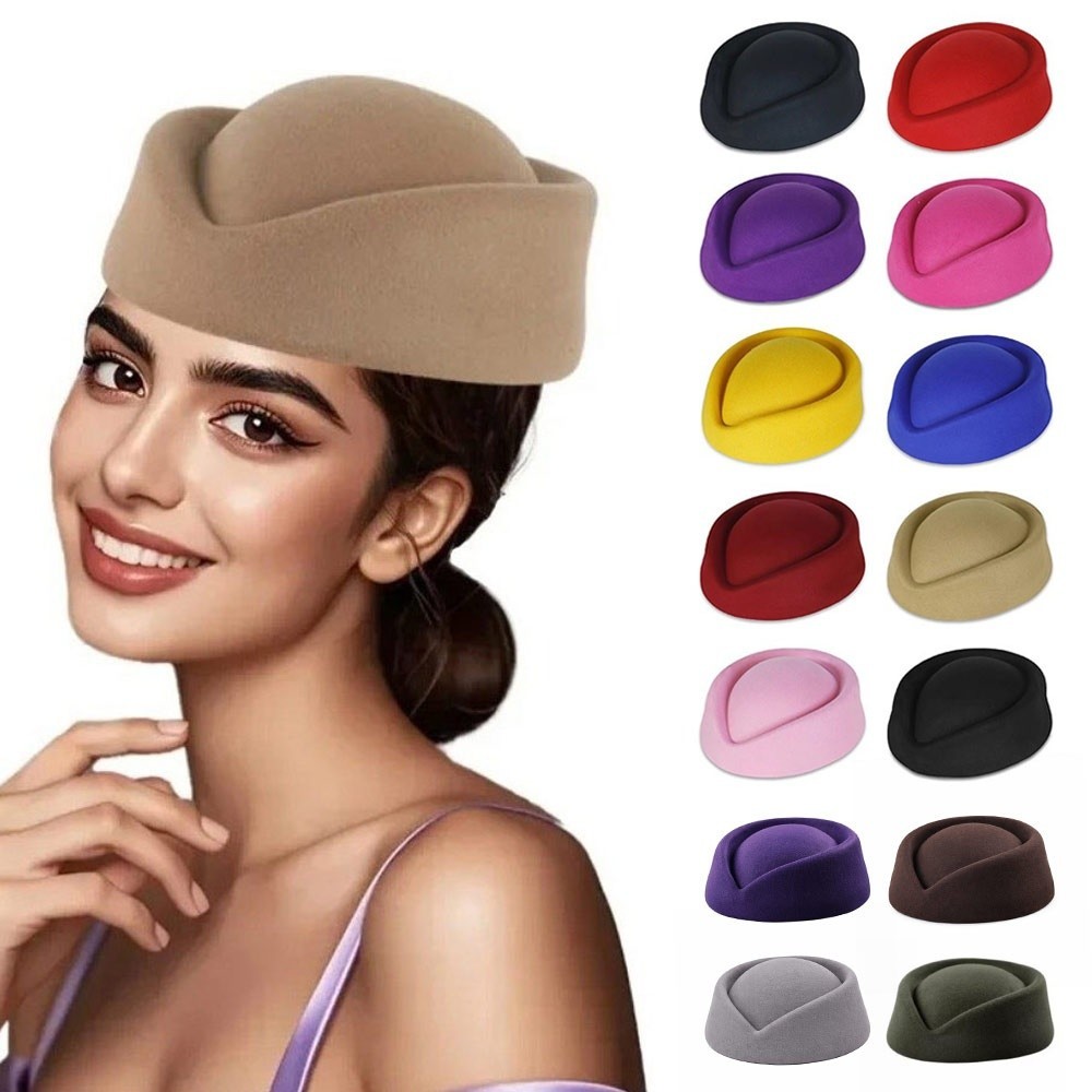 Mũ YOLOGO Top, Mũ tiếp viên lõm cổ điển kiểu Anh, Mũ nồi nỉ trang trọng chắc chắn cho bữa tiệc