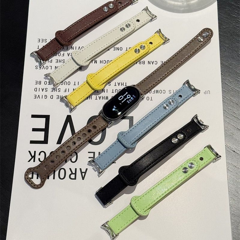 Vòng Da Thời Trang Cho Xiaomi Band 8 9 10 Dây Đeo Cho Mi Band 7 6 5 4 3 nfc Vòng Tay Dây Đeo Tay Phụ Kiện