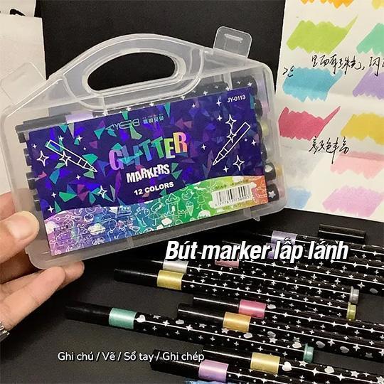 Bút màu Acrylic Marker 48 chiếc 96 màu, Bút đánh dấu đầu lông mềm, vẽ nhiều chất liệu, màu sắc tươi sáng