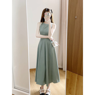 Váy Cổ Yếm Maxi Trơn Bo Eo Dáng Dài Xòe Chất Chéo Tiểu Thư Hàn Quốc Dự Tiệc Sự Kiện Đi Chơi - Vierlin V168