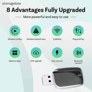 [Hộp lưu trữ] Bộ chuyển đổi tự động CarPlay Android không dây 2in1 AI Mini Box Plug & Play Kết nối tự động Tương thích với 99% ô tô cho đài phát thanh ô tô Đẹp
