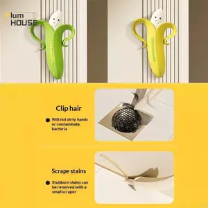 PlumHOUSE Kẹp Làm Sạch Tóc 2 Trong 1 Hai Đầu Có Lỗ Thoát Nước Hoạt Hình Chuối Làm Sạch Kẹp Hoạt Hình Xả Rác Phòng Tắm VN