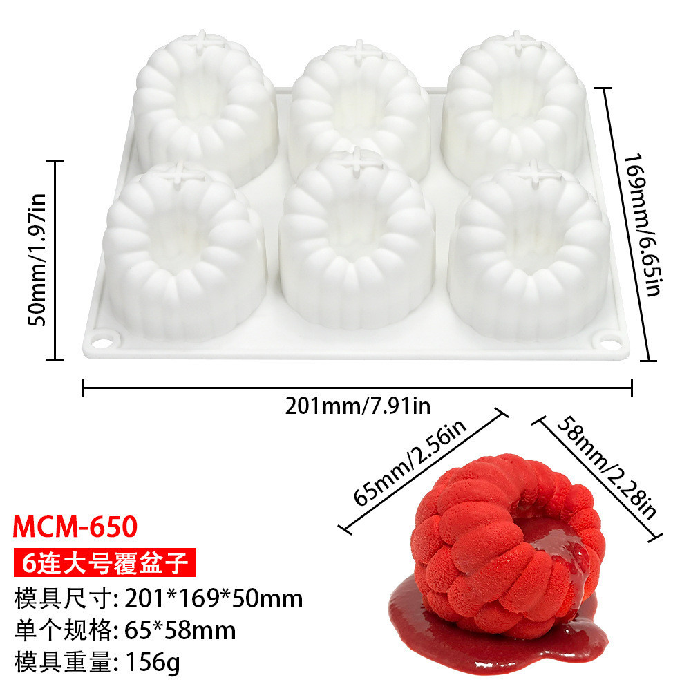 6 Khoang Lớn việt quất blackcurrant raspberry mousse Bánh Khuôn Trái Cây Kem Socola Khuôn Silicon DIY Dụng Cụ Làm Bánh