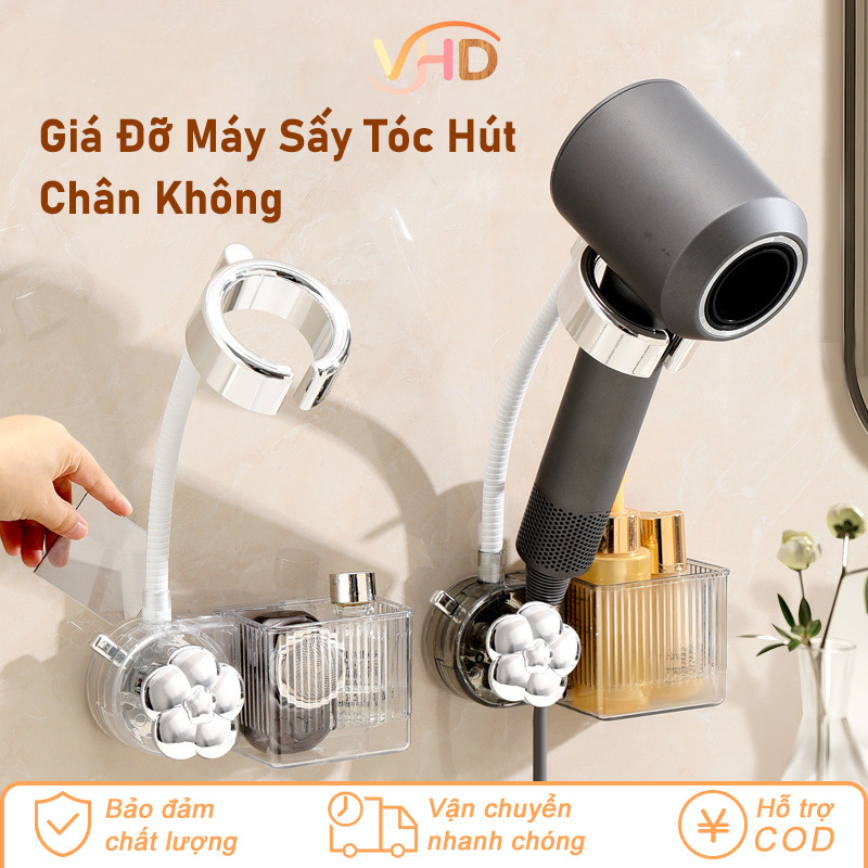 Giá Đỡ Máy Sấy Tóc Hút Chân Không Xoay 360° - Không Cần Khoan, Chịu Lực Tốt, Tiết Kiệm Không Gian Phòng Tắm
