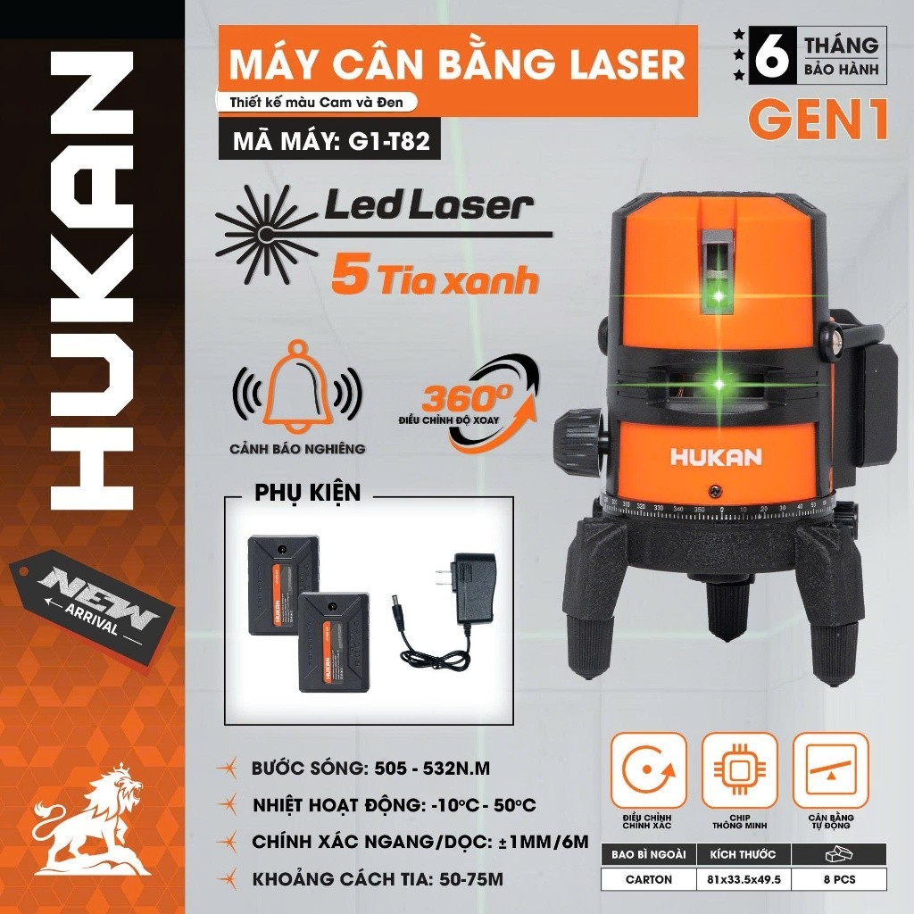 Top Máy Cân Bằng Laser Hukan 5 Tia Xanh & 12 Tia 3D Siêu Sáng 2026