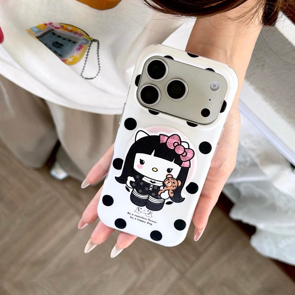 Ốp Lưng Cứng Tương Thích Với iPhone 13 14 14Pro 14ProMax 15 15Pro 15ProMax 16 16Pro 16ProMax 17 17Pro 17ProMax Vỏ Nam Châm Họa Tiết Chấm Sóng Đen