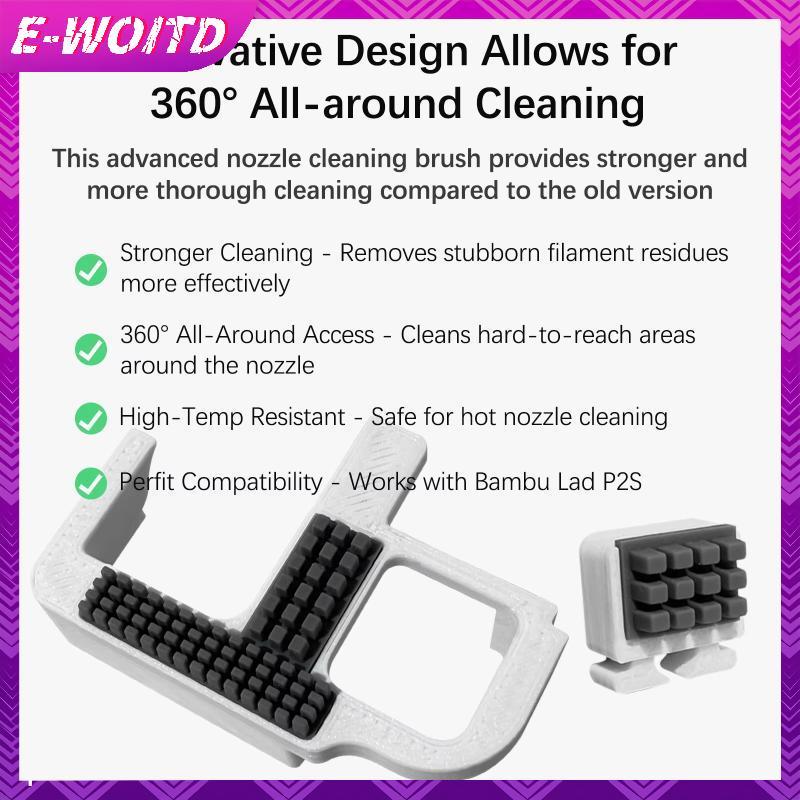 E-WOITD 1 / 2 Bộ Nâng Cấp Bàn Chải Silicon Vòi Phun Cho Bambu Lab P2S Vòi Phun Lau Bụi Khả Năng Vệ Sinh Mạnh Mẽ Dụng Cụ Phụ Kiện E-WOITD