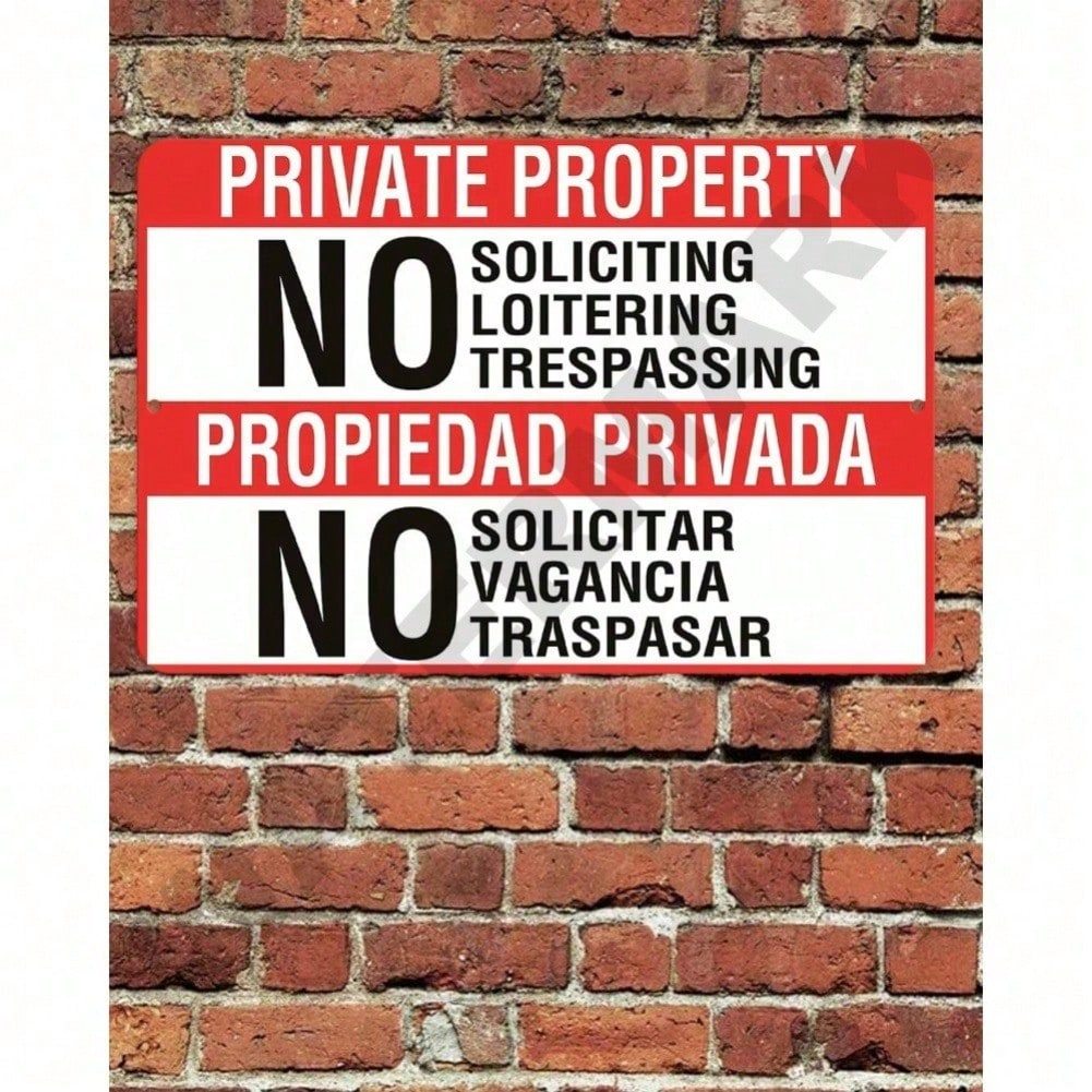 CIFbuy No Trespassing Private Property Sign Nhôm 8x12 Inch Song Ngữ Tiếng Anh Tây Ban Nha Kim Loại Trang Trí Tường Người Hang Garage