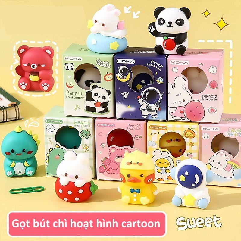 Gọt bút chì hoạt hình ngộ nghĩnh - Đồ chuốt bút chì hình thú mini đáng yêu, màu sắc sinh động cho học sinh