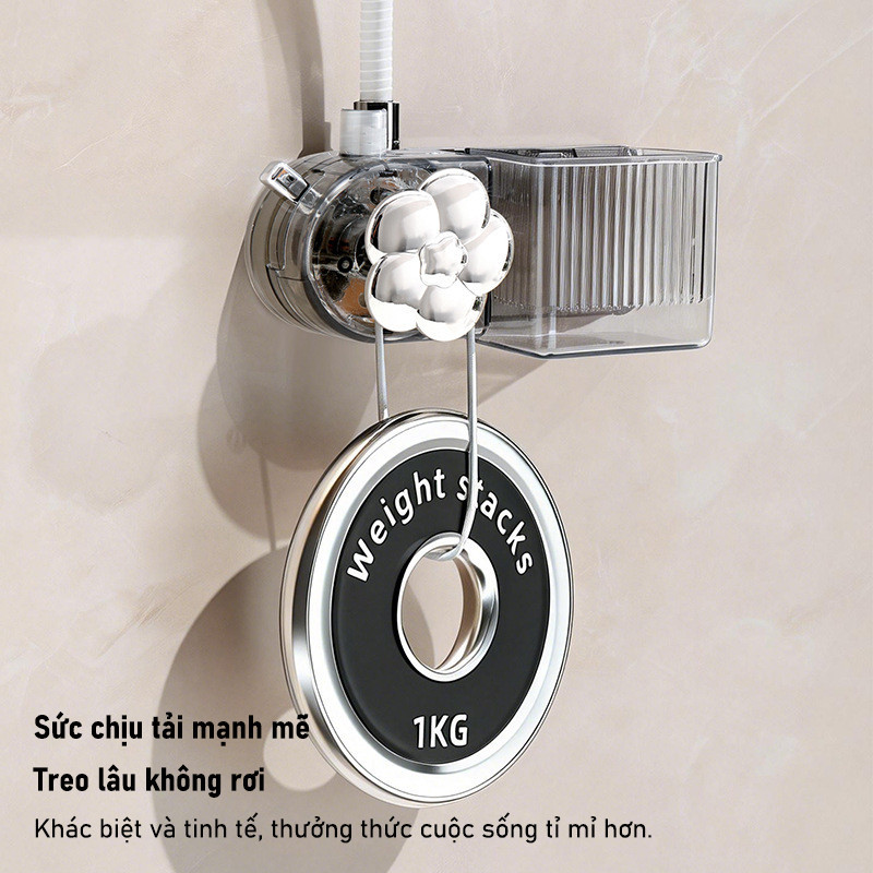 Giá Treo Máy Sấy Tóc Không Khoan - Hút Chân Không Chắc Chắn, Xoay 360° Tiện Lợi, Tổ Chức Gọn Gàng Phòng Tắm Hiệu Quả