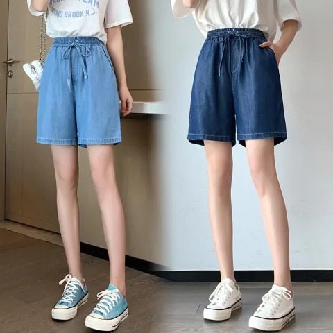 quần short jean nữ Băng Lụa Denim 2026 Phong Cách Thước Lớn Mỏng Hơn Nhìn