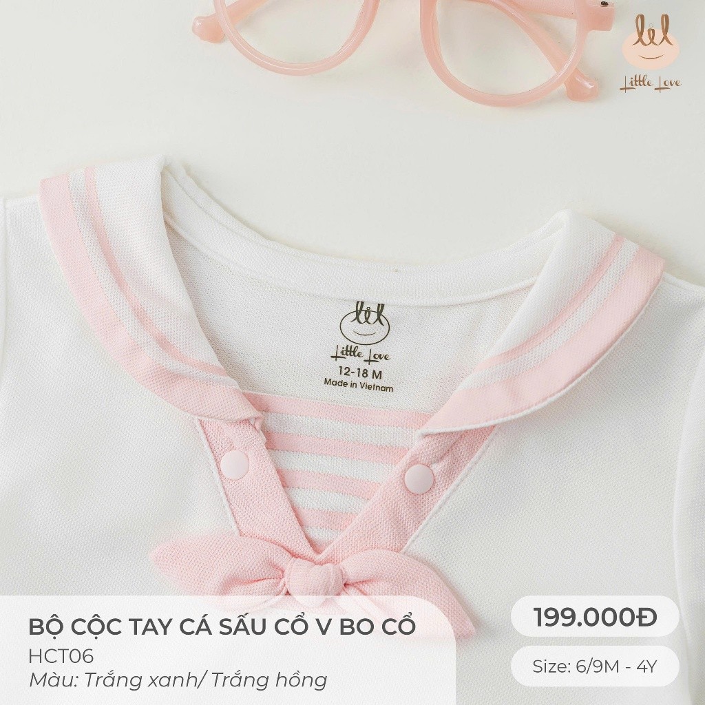 BỘ CỘC TAY VẢI DA CÁ CỔ V BO CỔ [ SIÊU MỀM, MÁT, MỊN CO DÃN VÀ THẤM HÚT TỐT] SZ 6/9M - 4Y (HCT06)