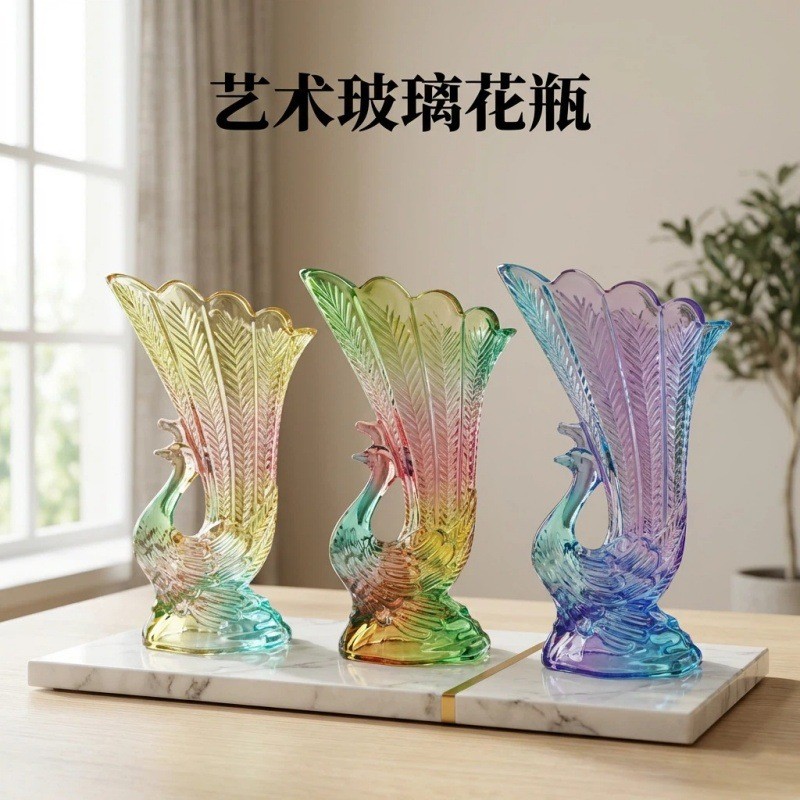 Phong Cách Mới Phượng Hoàng Bình Thủy Tinh Sắp Xếp Hoa Lối Vào Tủ Trưng Bày Ánh Sáng Châu Âu Phong Cách Sang Trọng Nghệ Thuật Trang Trí 9DBI