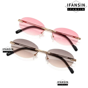 Kính mắt IFANSIN hình bầu dục UV400, Thiết kế không vành thời trang dành cho nam và nữ