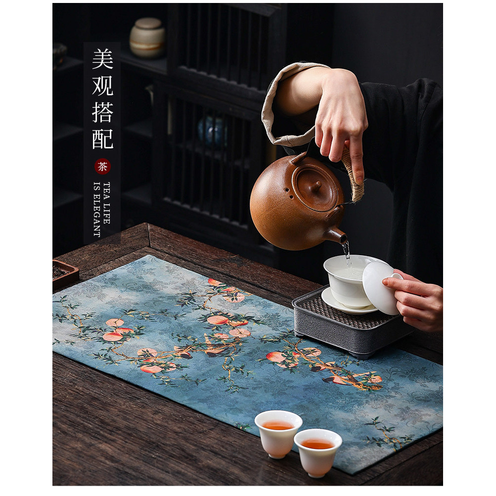 [Sẵn Sàng] Khăn Trải Bàn Trà Lụa Hương Vân (Xiangyun)  Phong Cách Tân Cổ Điển Runner Bàn Trà Zen Thảm Cách Nhiệt Decor Cao Cấp (Đa Năng)