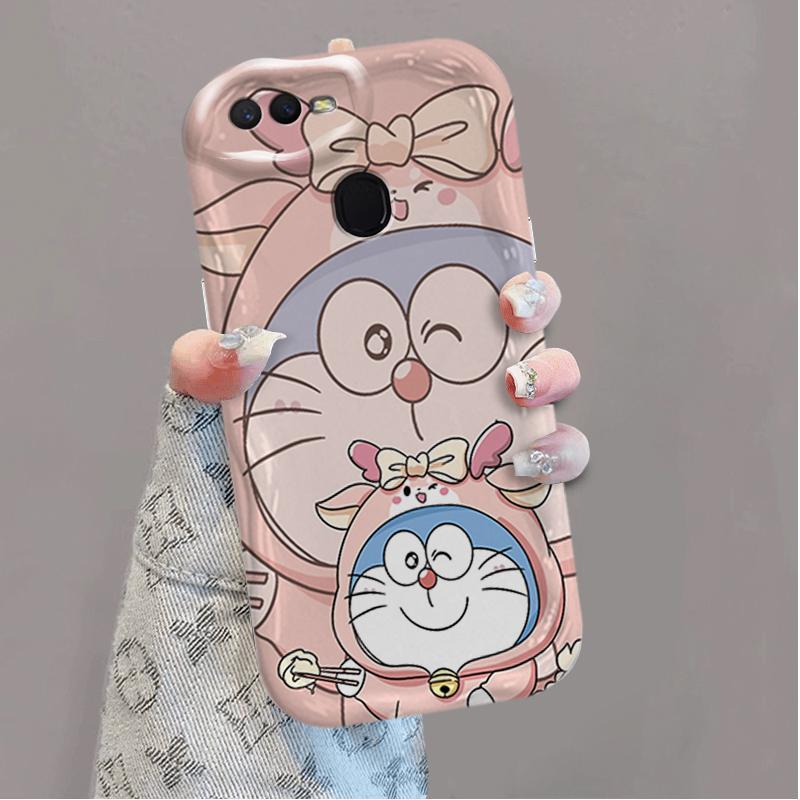 Vỏ Silicon Hoạt Hình Cho OPPO A5S A7 A12 F9 F9 Pro Phụ Kiện 3D Vỏ Điện Thoại Mềm Cặp Đôi Doremon Chống Sốc Mặt Sau